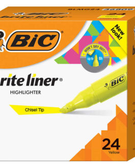 BIC Brite Liner Tank Highlighter, Chisel Tip, Yellow, 24 ct