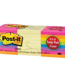 Post-It Self-Stick Notes, Assorted Colors, 24-count