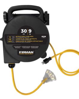 Firman 30’ Retractable Power Cord with LED Power Indicator Light